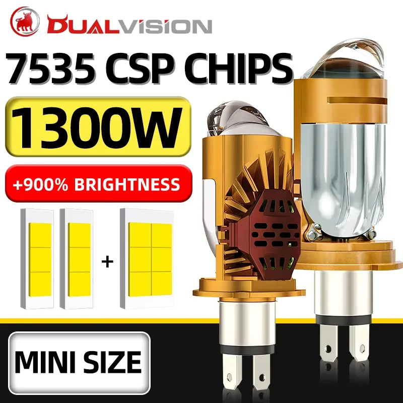 1300W H4/9003/HB2 LED Headlight Bulb Projector Lens Canbus Super Bright LED 6000K Hi/Low Light Apply to Car&Motorcycle 12V24V