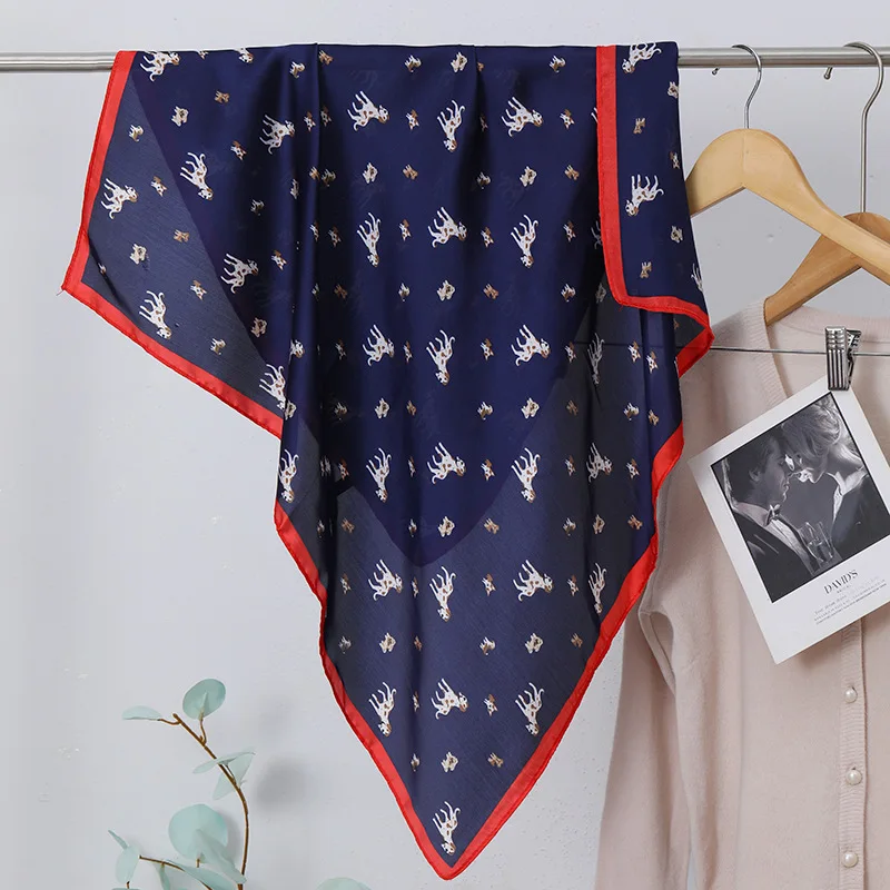 

Retro-Chic Silk Scarf Women's Fashionable, Versatile, and Sophisticated Square Scarf Hairband, Scarf, and Tie-Up Accessory