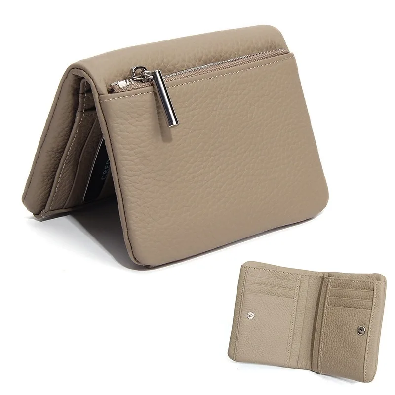 New top layer cowhide women's wallet, genuine leather short, multi-functional, niche, lightweight men's wallet