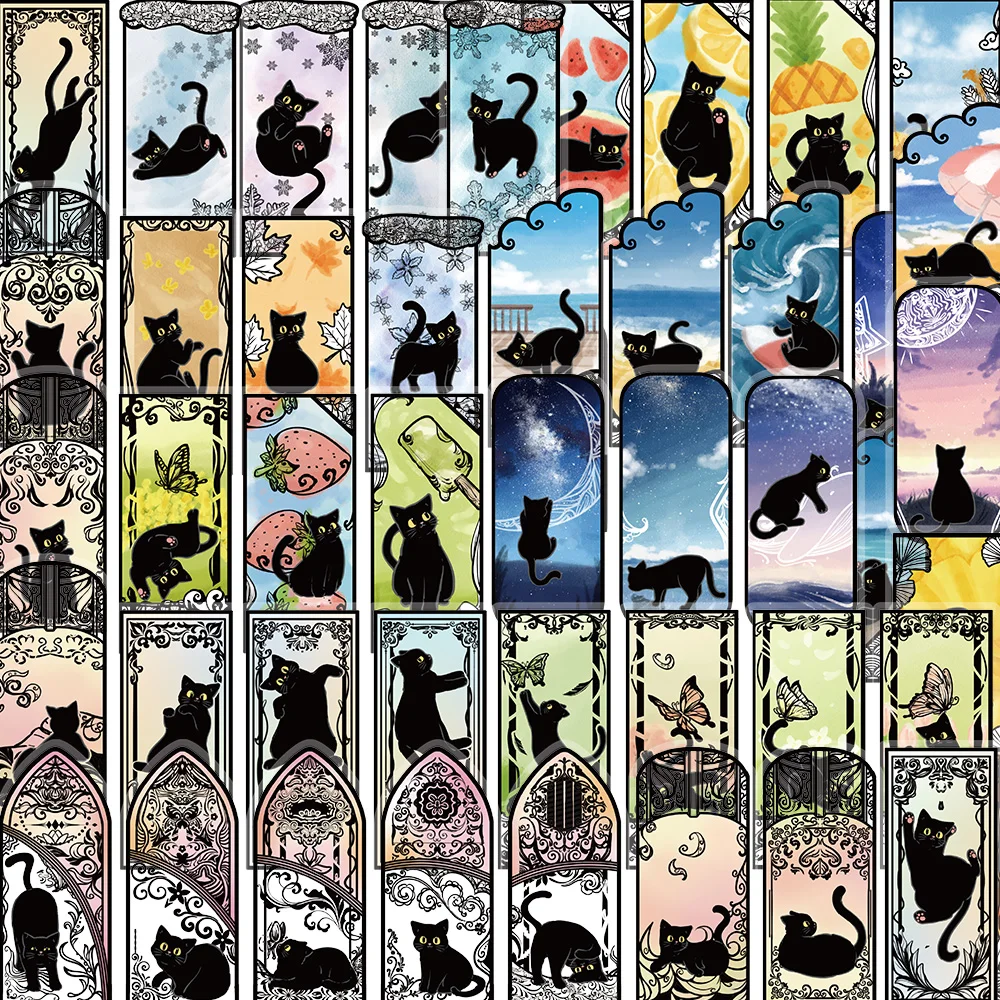 50 Stück dunkle gotische schwarze Katze Cartoon Aufkleber ästhetische Graffiti Aufkleber Telefon Koffer Laptop coole Tarot wasserdichte Abziehbilder