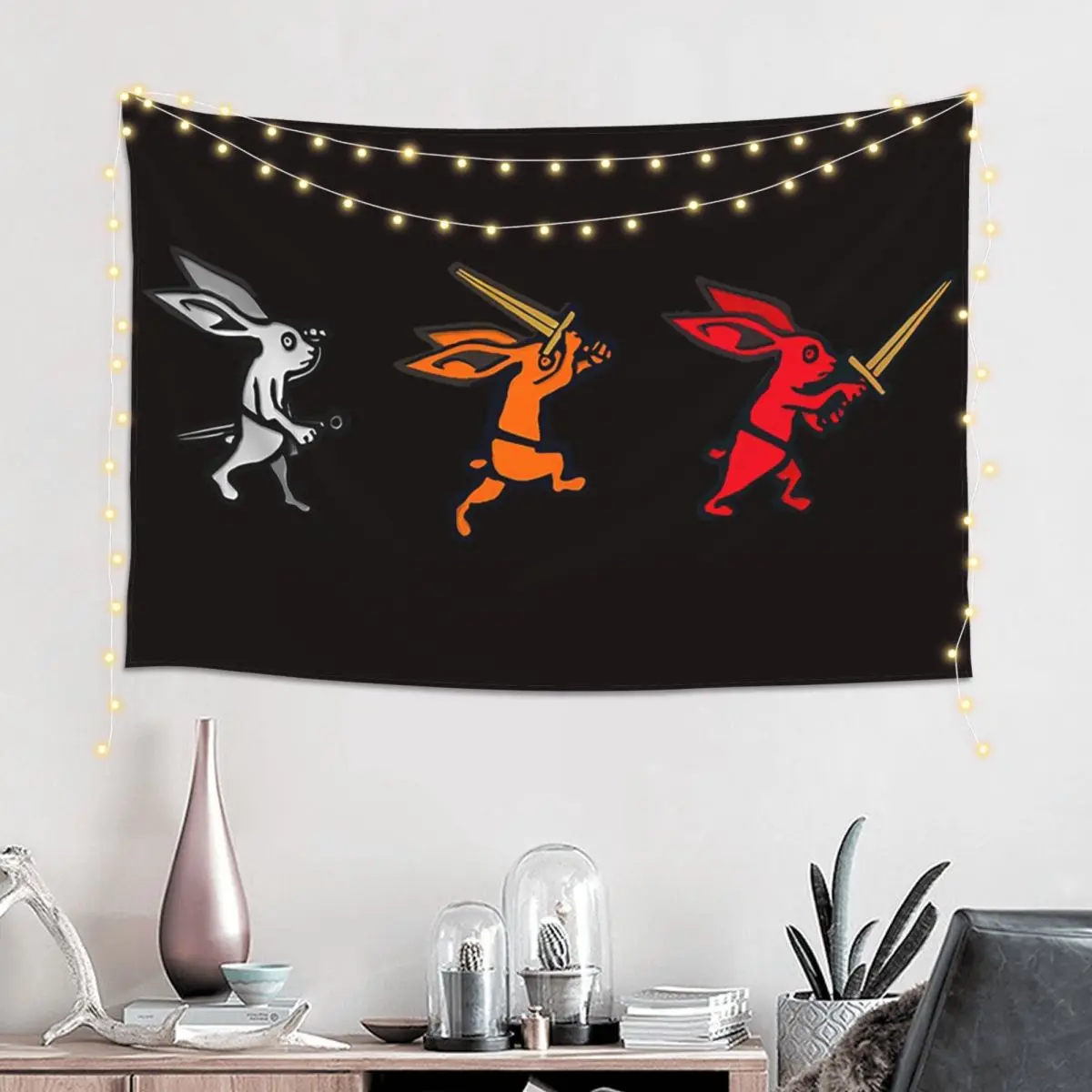 Rabbit Trio Kingdom Come Deliverance Ii Tapestry Art Wall Hanging Aesthetic Home Decor Tapestries for Living Room  Dorm Room