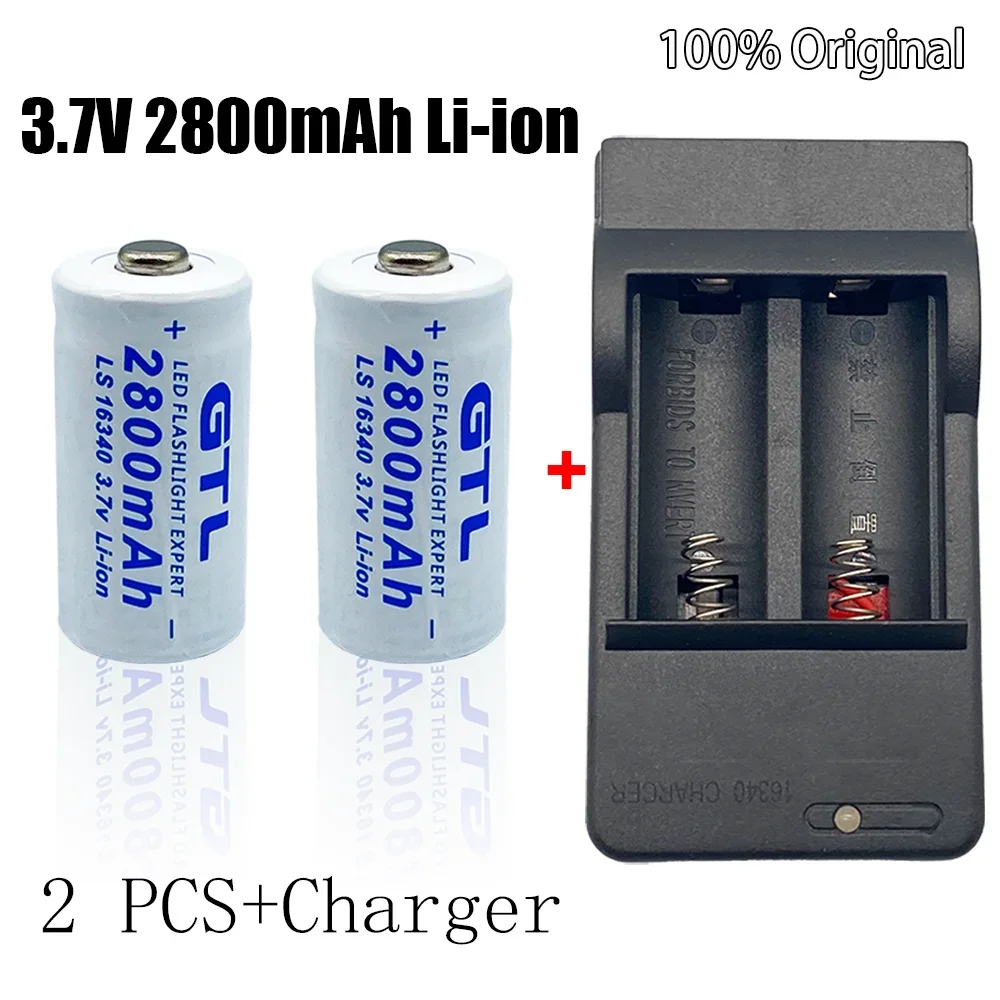 3.7V CR123 Li-ion Rechargeable Battery Charging Kit 2800mAh CR123A 16340 Battery For LED Flashlight Smoke alarm RC toy Batteries