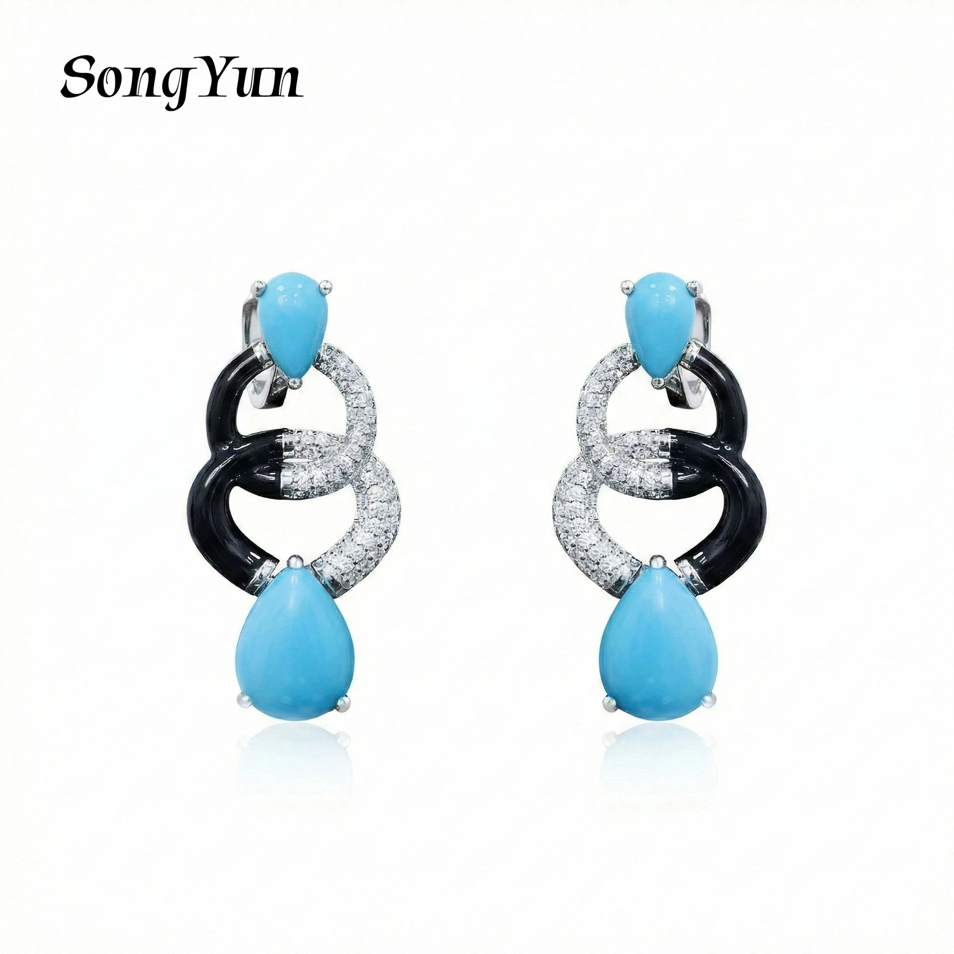 SongYun Jewelry 925 Sterling Silver Earring HCD Diamond Designer 5A CZ Gemstones Love 925 Sterling Silver Studs Accessories