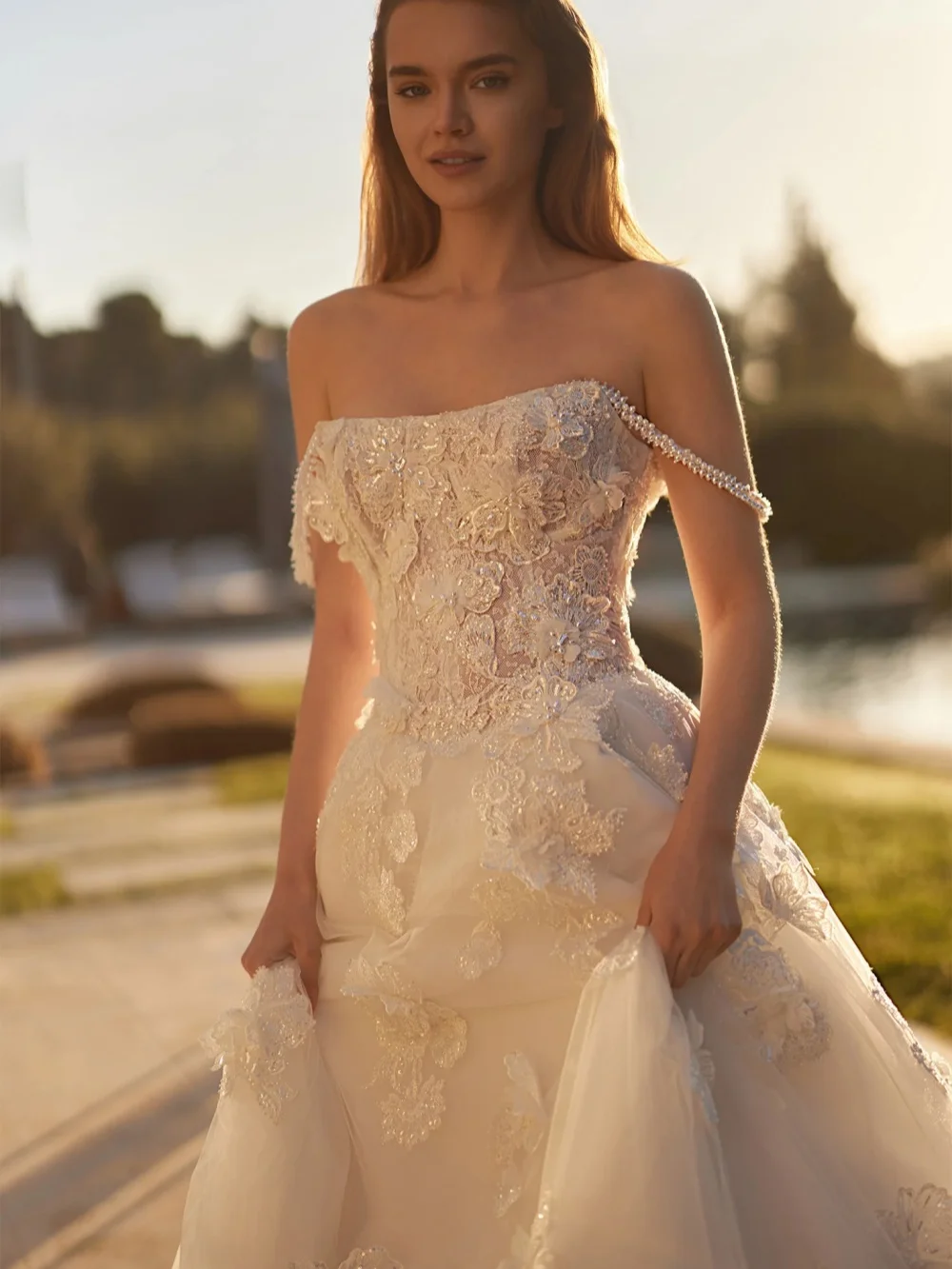 New Shimmering Beaded Wedding Dress Delicate Lace Appliques Bridal Gown Customized Dreamy A-line Floor-length Dresses For Bride