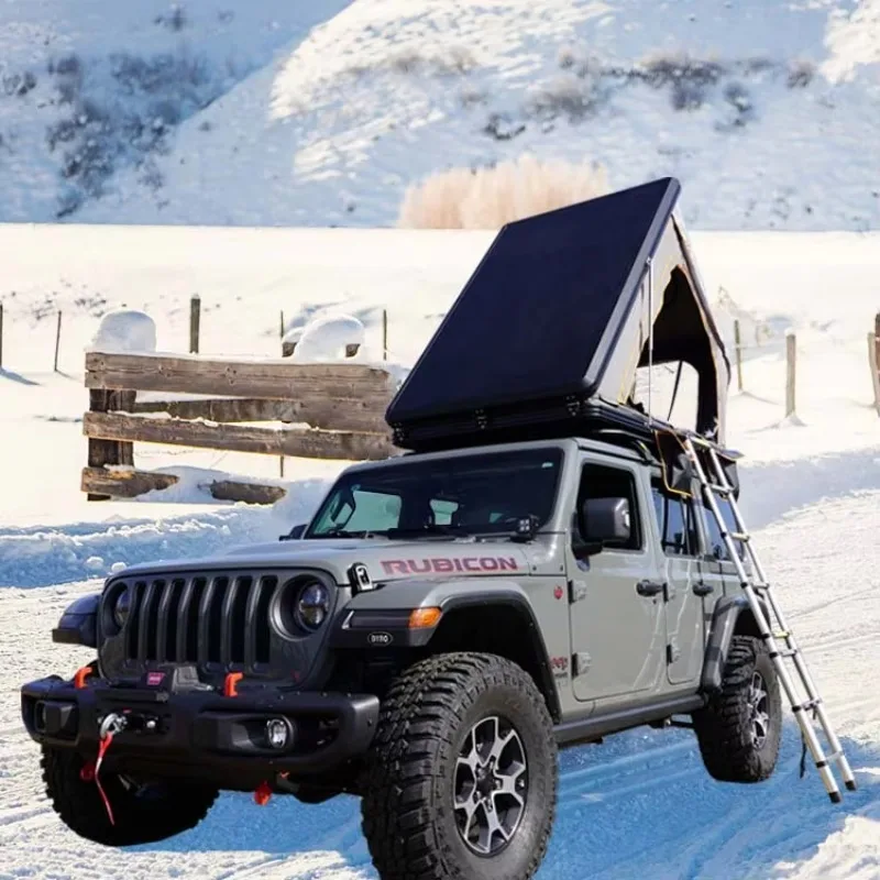 2026 New Arrival Aluminum Triangle Hard Shell Rooftop Tent Outdoor Camping Waterproof SUV Car Roof  Tent