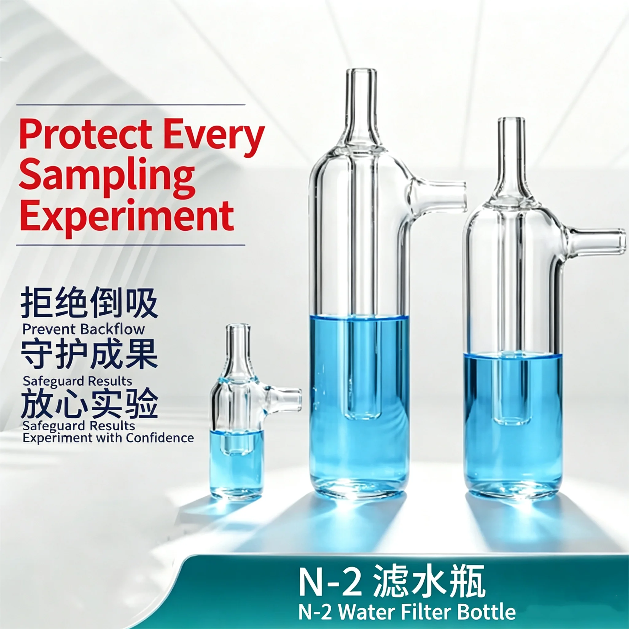 N-2 water filter bottle safety sampling bottle explosion-proof bottle buffer bottle anti-back suction high borosilicate glass