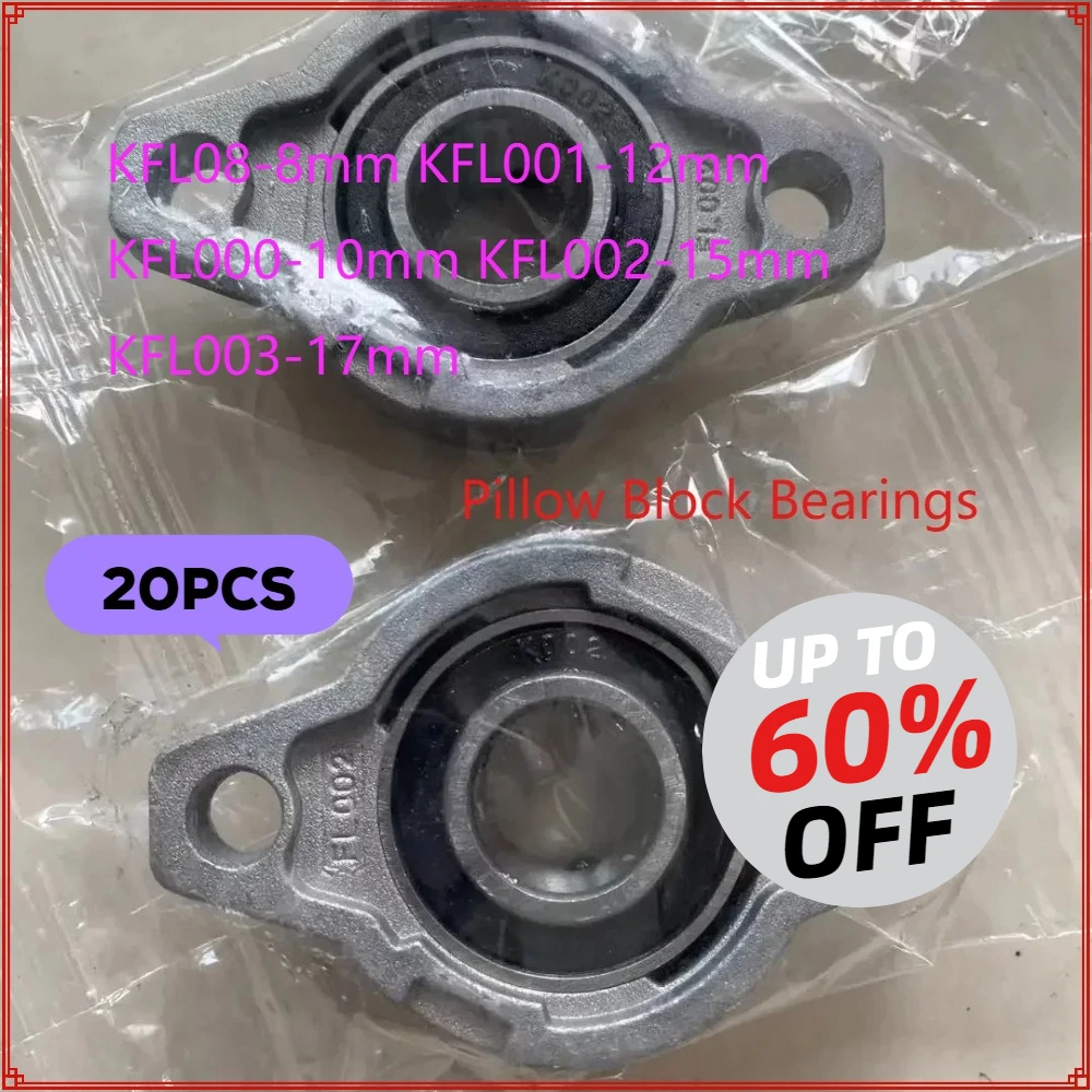 

20 шт. KFL002 опорные подшипники, диаметр вала 12 15 8 KFL002 KFL001 KFL003 8/15/10/12 мм, диаметр цинкового сплава, фланец