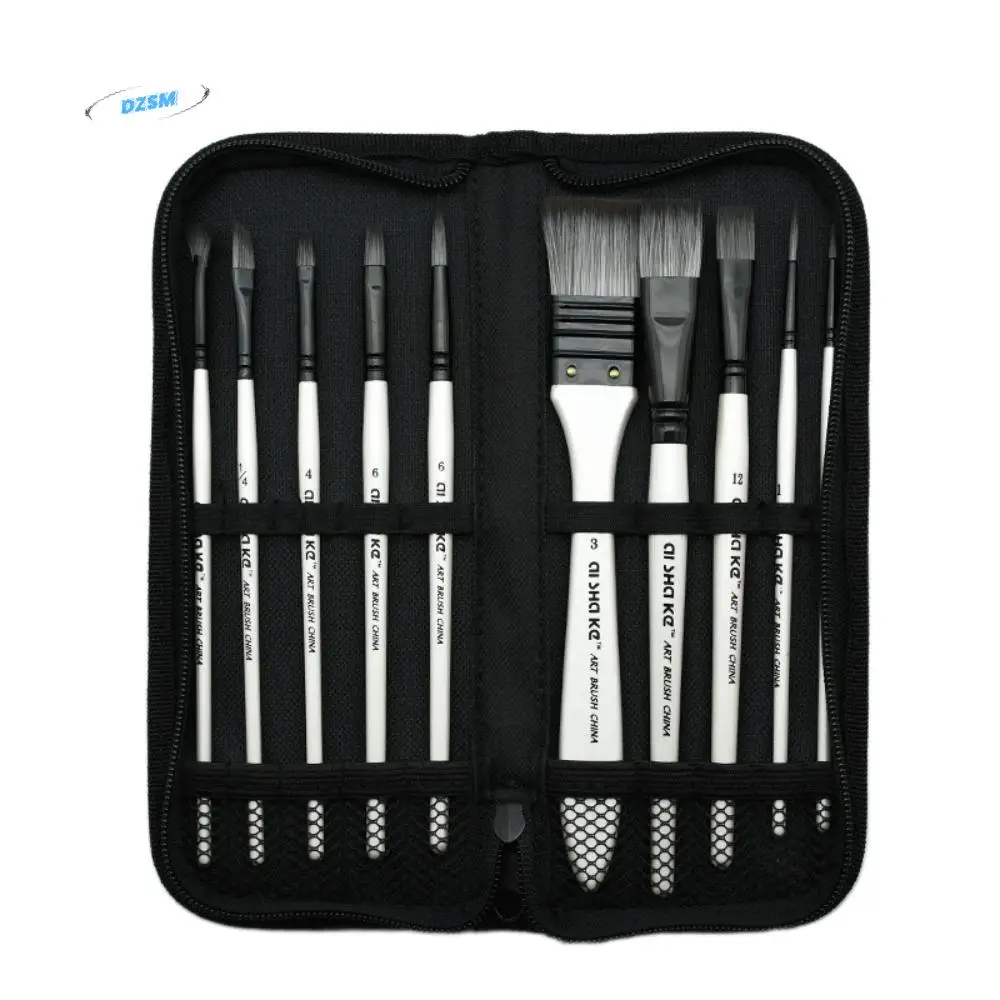 

Professional Painting Paint Brush Set Wooden Handle Different Shape Drawing Supplies Student Artist Nylon Hair Brushes Oil