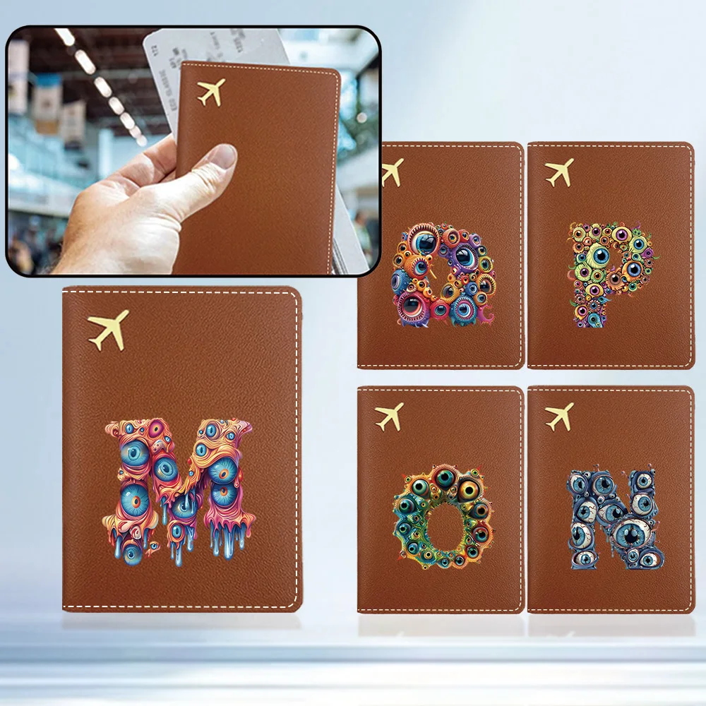 

Durable Passport Storage Case Premium PU Passport Set Eyelets Initial Name 26 Letters Pattern