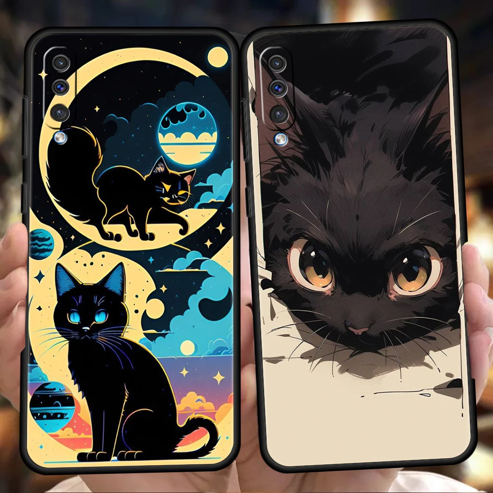 Cute Detection Cat Phone Case for Samsung Galaxy A24 A13 A53 A73 A33 A22 A12 A02 A03 A05 A70 A50 A10 A20 5G Silicone Cover Shell