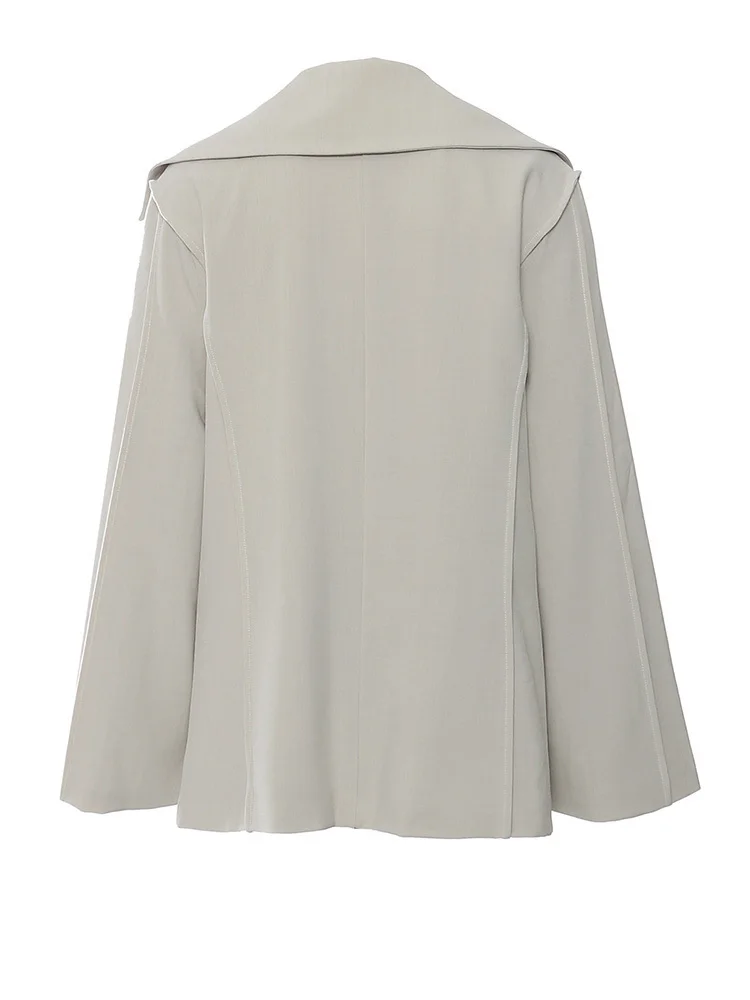 Women Gray Belted Pocket Elegant Big Size Designer Blazer New V-neck Long Sleeve Jacket Fashion Tide SpringAutumn2025 outerwears