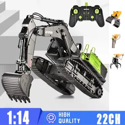 HUINA 1593 1:14 RC Alloy Excavator 22CH Big Screw drive Simulation Excavator Remote Control Track Engineering Vehicle Toy boy