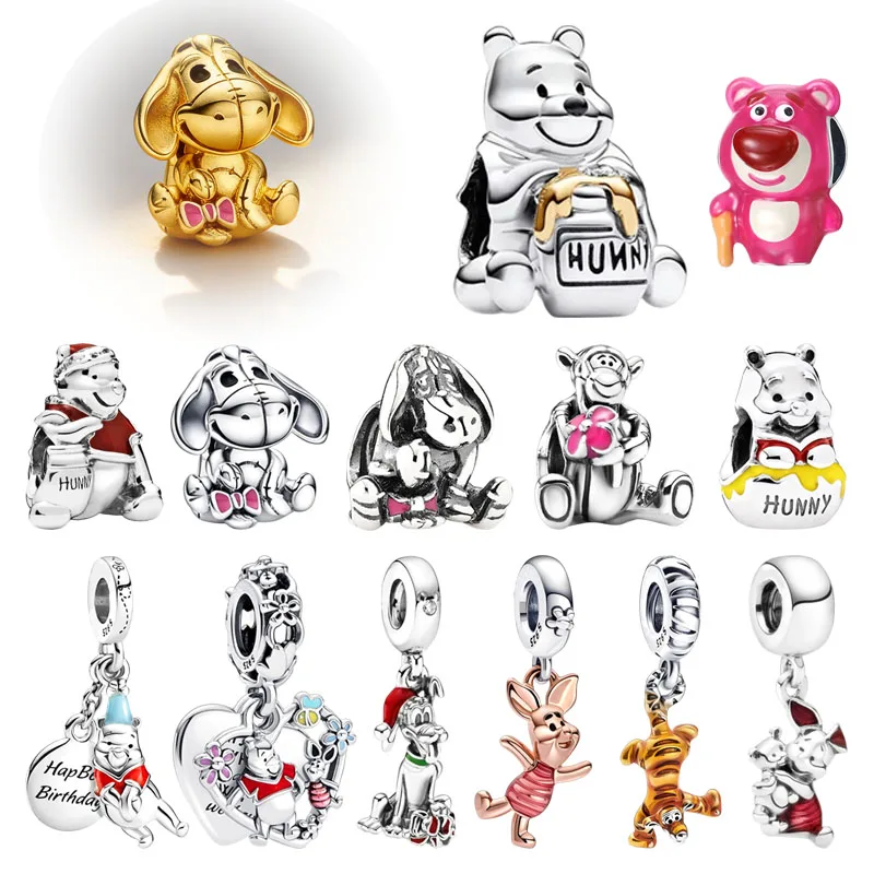 2025 جديد ديزني سحر لتقوم بها بنفسك مجوهرات هدية تيجر دامبو وأمي المجمدة أولاف ويني ذا بوه Eeyore الخرز صالح سوار الأصلي