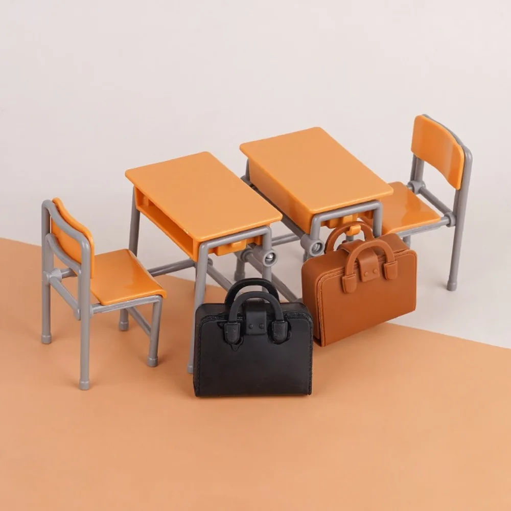 1 conjunto de mochilas escolares em miniatura, cadeiras, móveis, modelo de sala de aula, mini conjunto escolar, plástico, faça você mesmo, acessórios para casa de bonecas