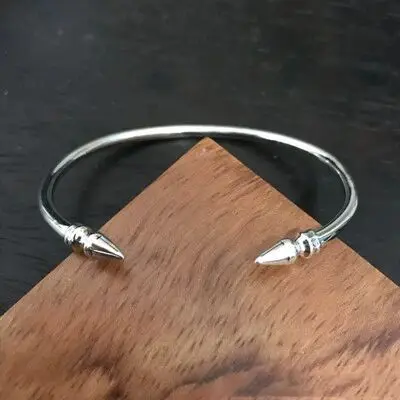 s925 sterling silver personality cross double Willow men and women simple glossy bracelet jewelry open-ended bracelet