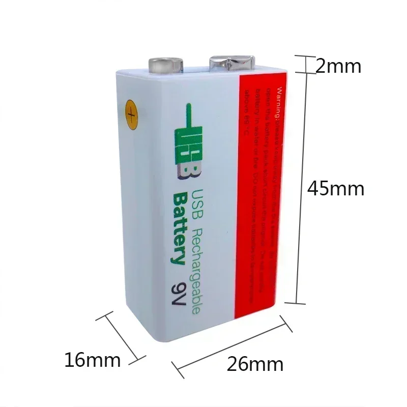 9V battery 6200mAh li-ion Rechargeable battery Type-C Battery for Multimeter Microphone Toy Remote Control Fast charging