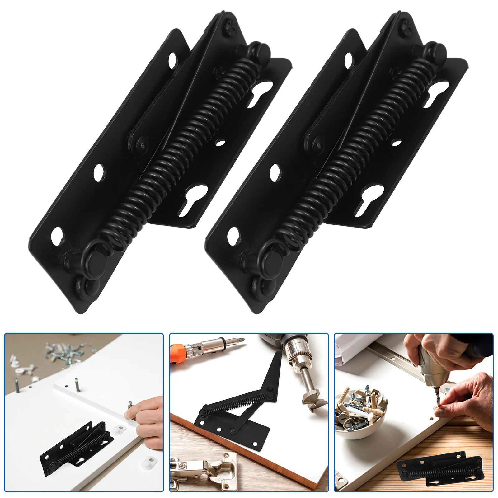 

Spring Hinge for Cabinet Folding Sofa Drop Down Lift Up Hardware Strong Load Bearing Rust Resistant Smooth Edges Steel