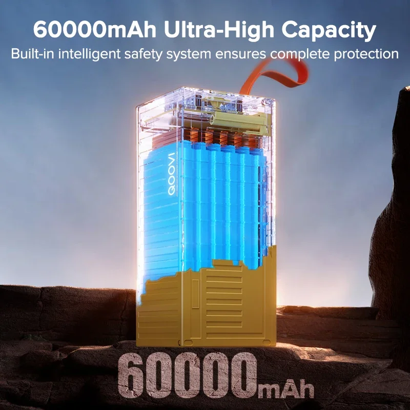 

60000mAh Power Bank 22.5W PD QC 3.0 Charger Powerbank Large Battery Capacity Power Station Fast Charging For iPhone Xiaomi