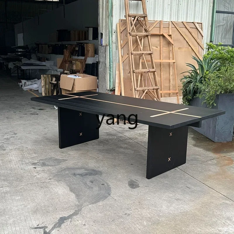 

YHM retro black rectangular solid wood desk