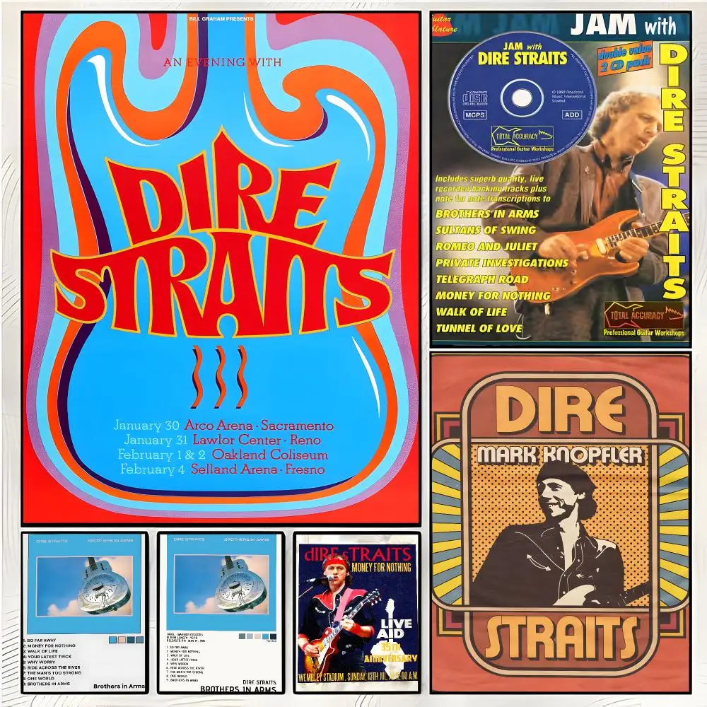 Band Rock Dire Straits Painting Calligraphy Wall Art Mural Living Room Canvas Decor Gifts