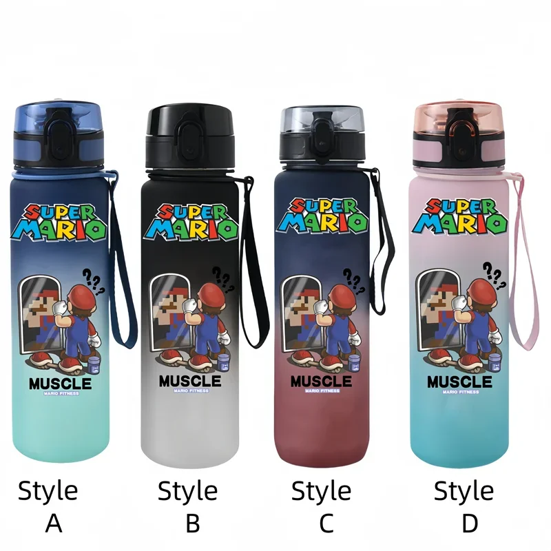 Super Mario 650ml Fitness and Sports Drinking Plastic Anti-drip Water Bottle, Children and Students Capacity