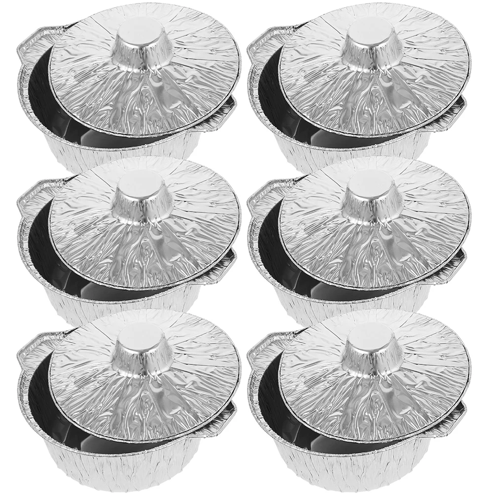 6 Pcs Baking Pans Tinfoil Barbecue Aluminum Pot Heat-resistant Air Fryer Disposable Pots Silver Food