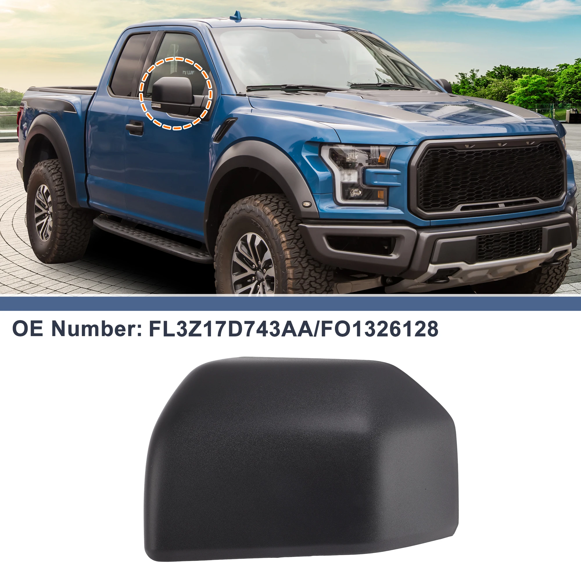 UXCELL Rearview Mirror Cover Cap Left Driver Side Matte Black for Ford F-150 2015-2020