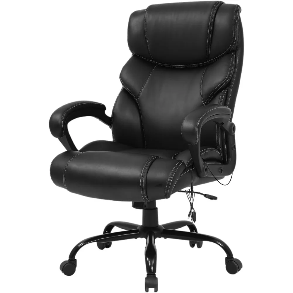 كرسي مكتب مريح عالي التحمل مع تدليك ودعم قطني وظهر مرتفع بسعة 400 رطل