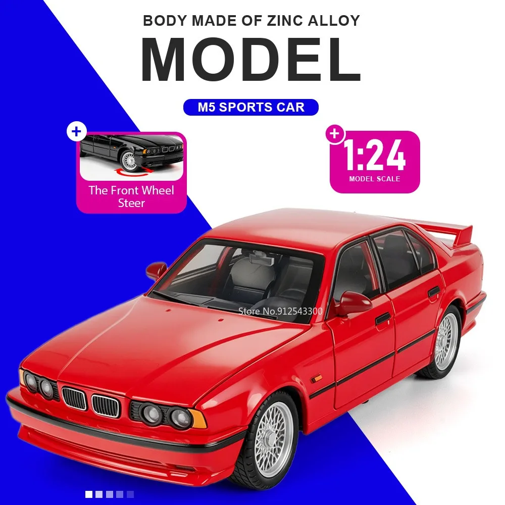 1:24 Scale M5 507 Car Model Toy Pull Back Sound Light Models Shock Absorption Front Wheel Steer Vehicle for Child Education Gift