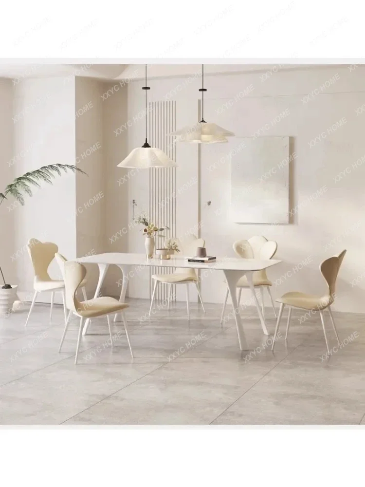

Stone Plate Dining Table Modern Minimalist Nordic Cream Style Small Apartment。 Terrazzo Light Luxury Dining Table Rectangular.