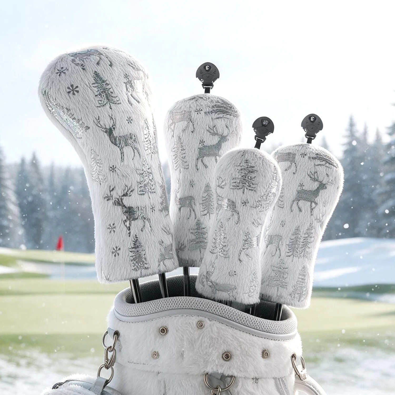 Golf Driver - Golf Wood Head Cover, Silver White
