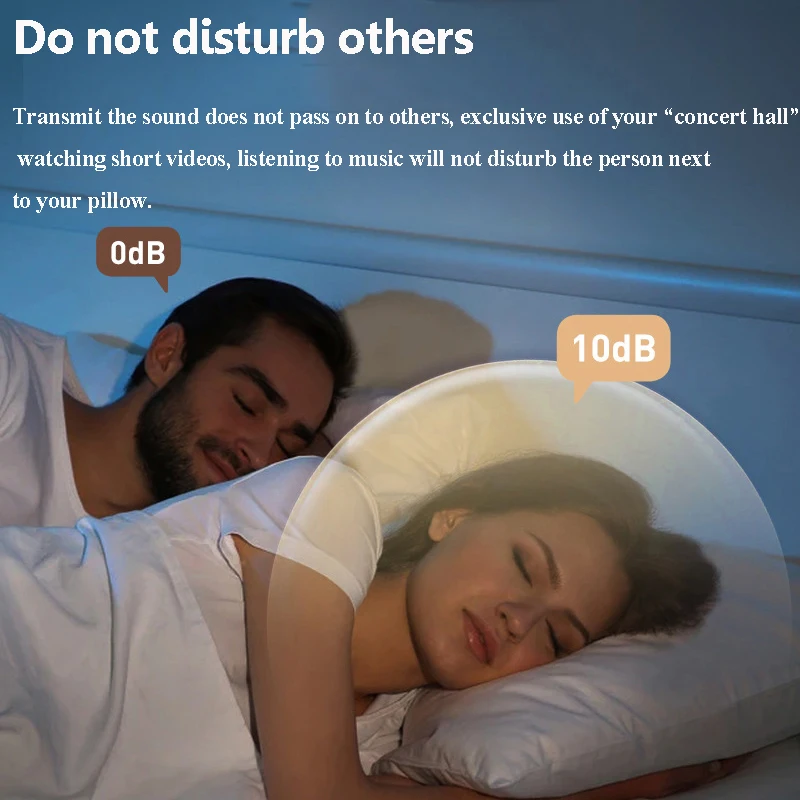 تحت وسادة العظام التوصيل سمّاعات بلوتوث الضوضاء البيضاء النوم المعونة مكبرات الصوت LED عرض TF MP3 مشغل موسيقى توقيت إيقاف