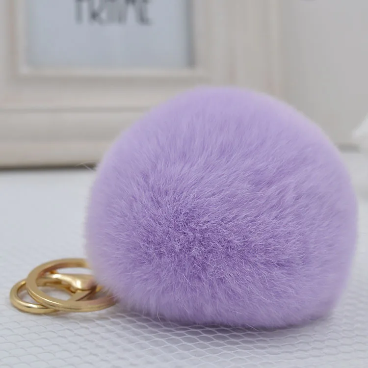 8cm Genuine Rex Rabbit Fur Ball Keychain Car Keyring Bag Pendant Pom Fluffy Key Chains