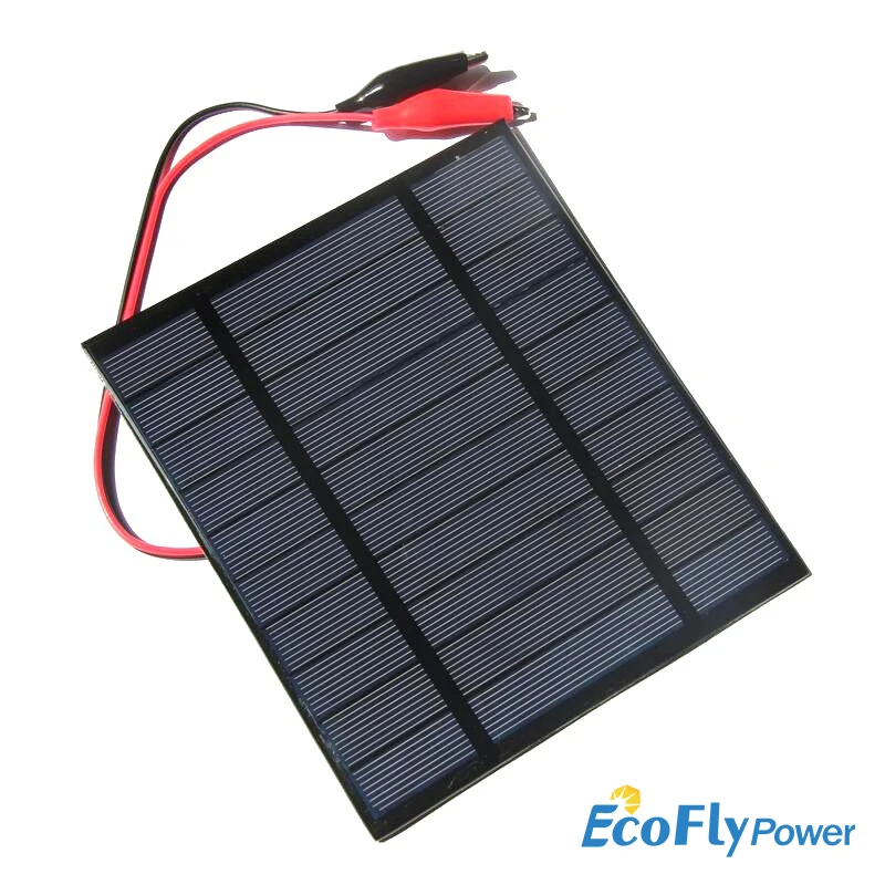 2.5W 5V Solar Panel Charging Polysilicon Charging Board DIY Solar Glue Dropping Plate + Tiger Clip