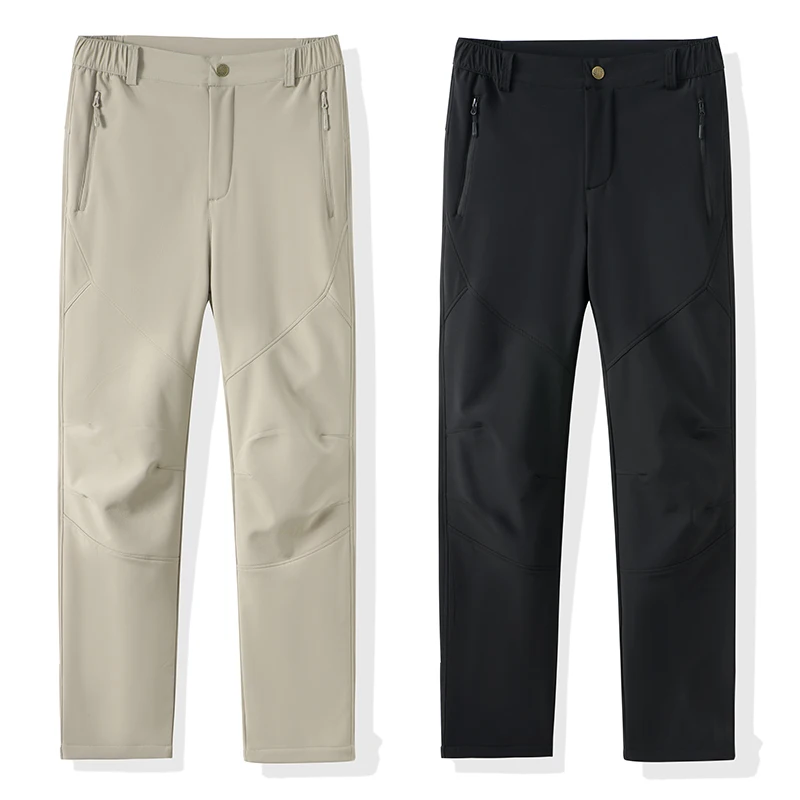 

New Solid Color Autumn Winter Men's Outdoor Pants Men's Plush Thick Waterproof and Windproof Casual Pants Couple's Warm Pants