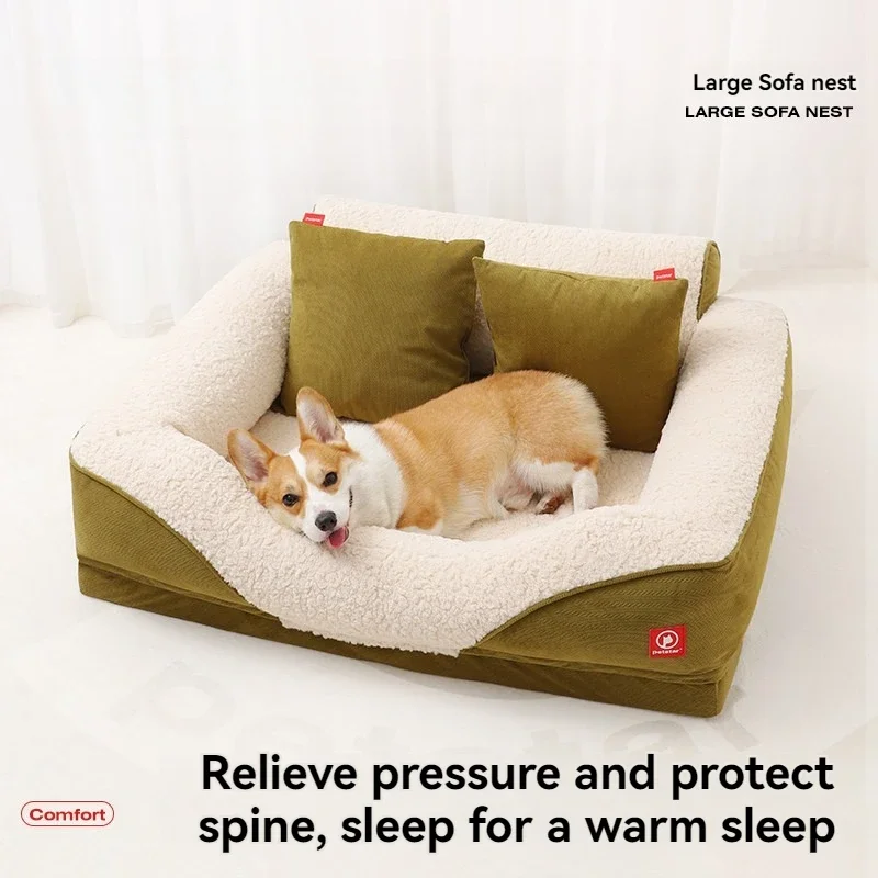 Deluxe Mid-sized Dog Pet Sofa, Winter Warm and Washable Pet Sofa Gives Your Pet A Comfortable Sleep