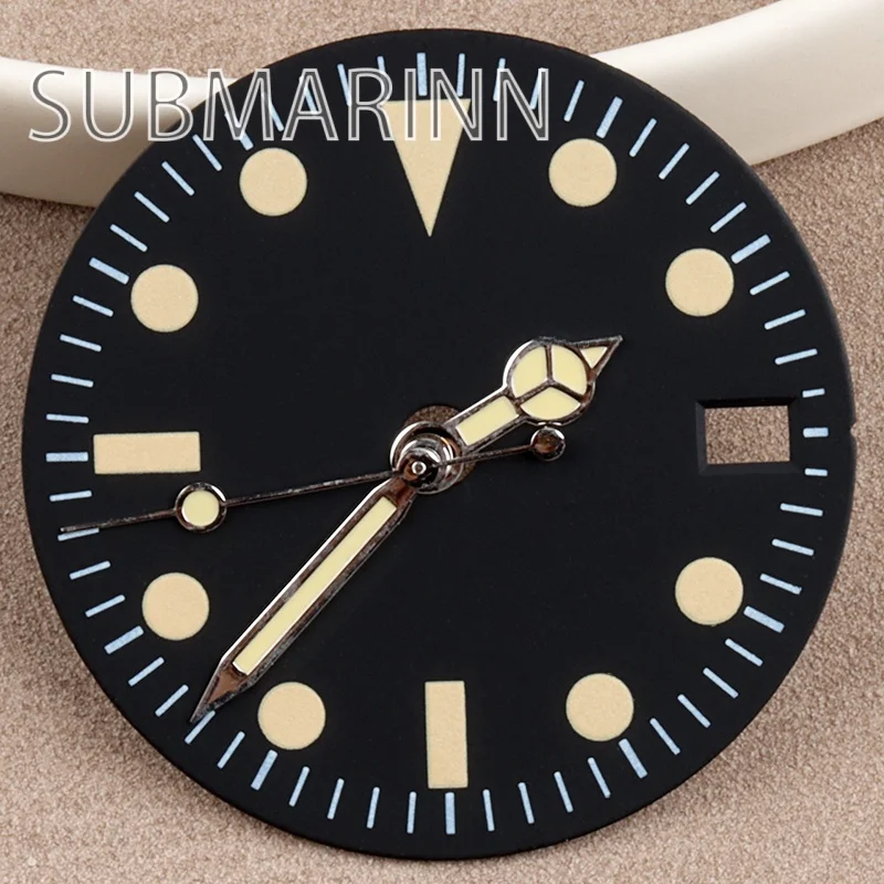 

28.5mm Nh35 Vintage Watch Dial Hands Green Luminous Black Dial for Nh35 Nh36 Movement Watch Accessories Watch Repair Tools
