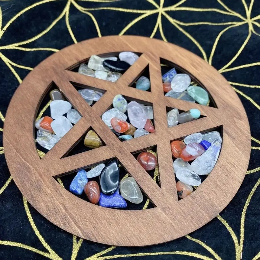 Environmentally Friendly Cup Mat Wall Decor Wooden Hanging Pendant Witch Mat Altar Pentagram Altar Ceremonial Ornament Crafts