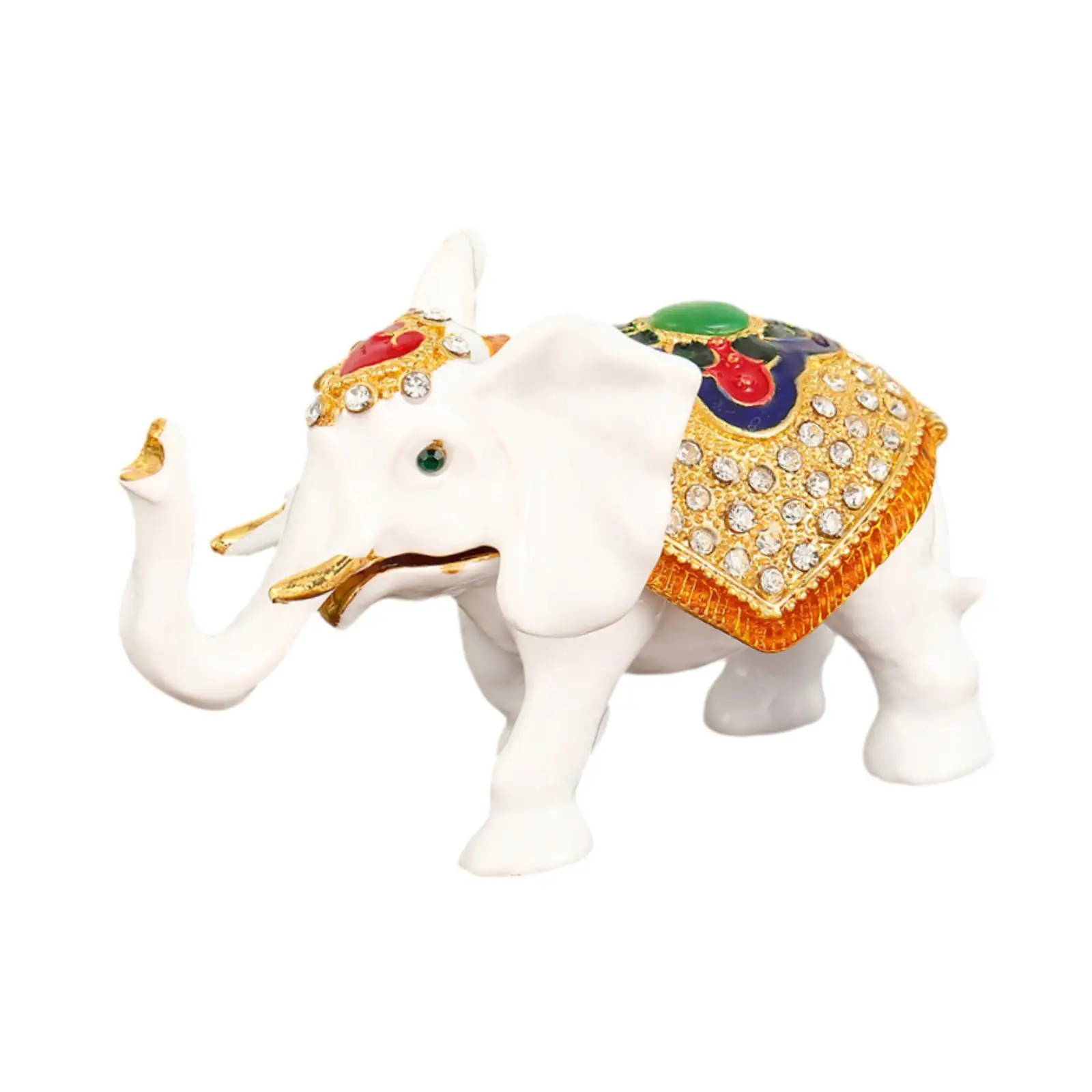 Metal Elephant Jewelry Organizer Case Hinged Trinket Box for Women Necklace Earring Ring Holder Desk Decor