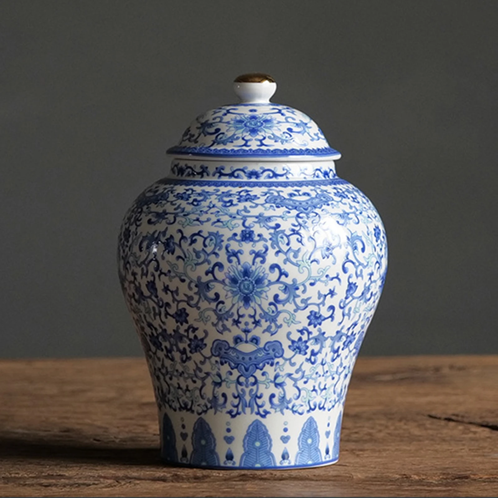 Chinese Ceramic Ginger Jar Flower Vase Home Decor Table Decoration Traditional Porcelain Jar for Wedding Cafe Decor Ornament