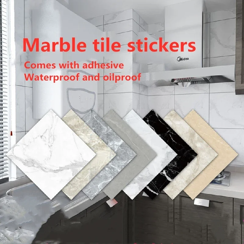 

10pcs Thick Wall Sticker Self Adhesive Tiles Floor Stickers Marble Bathroom Ground Wallpapers waterproof PVC Bedroom living Room