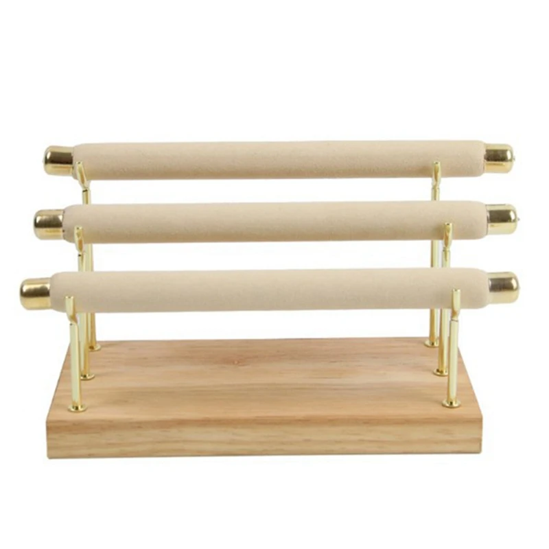 

4X Wooden Jewelry Display Stand Ring Holder T-Bar Display Bracelets Anklets Display Stand Packaging Jewelry Tool 1