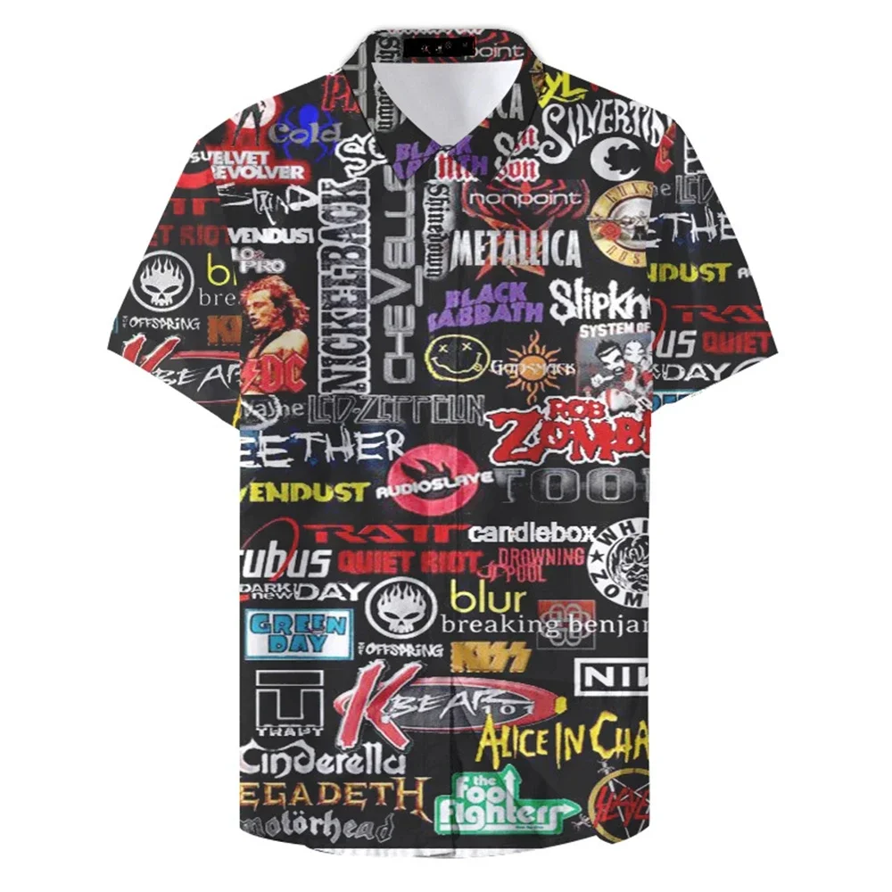 Camisa havaiana de manga curta US 66 Route masculina, estampa 3D, extragrande, camisas Hip Hop, estilo rock, resort, roupa casual, nova