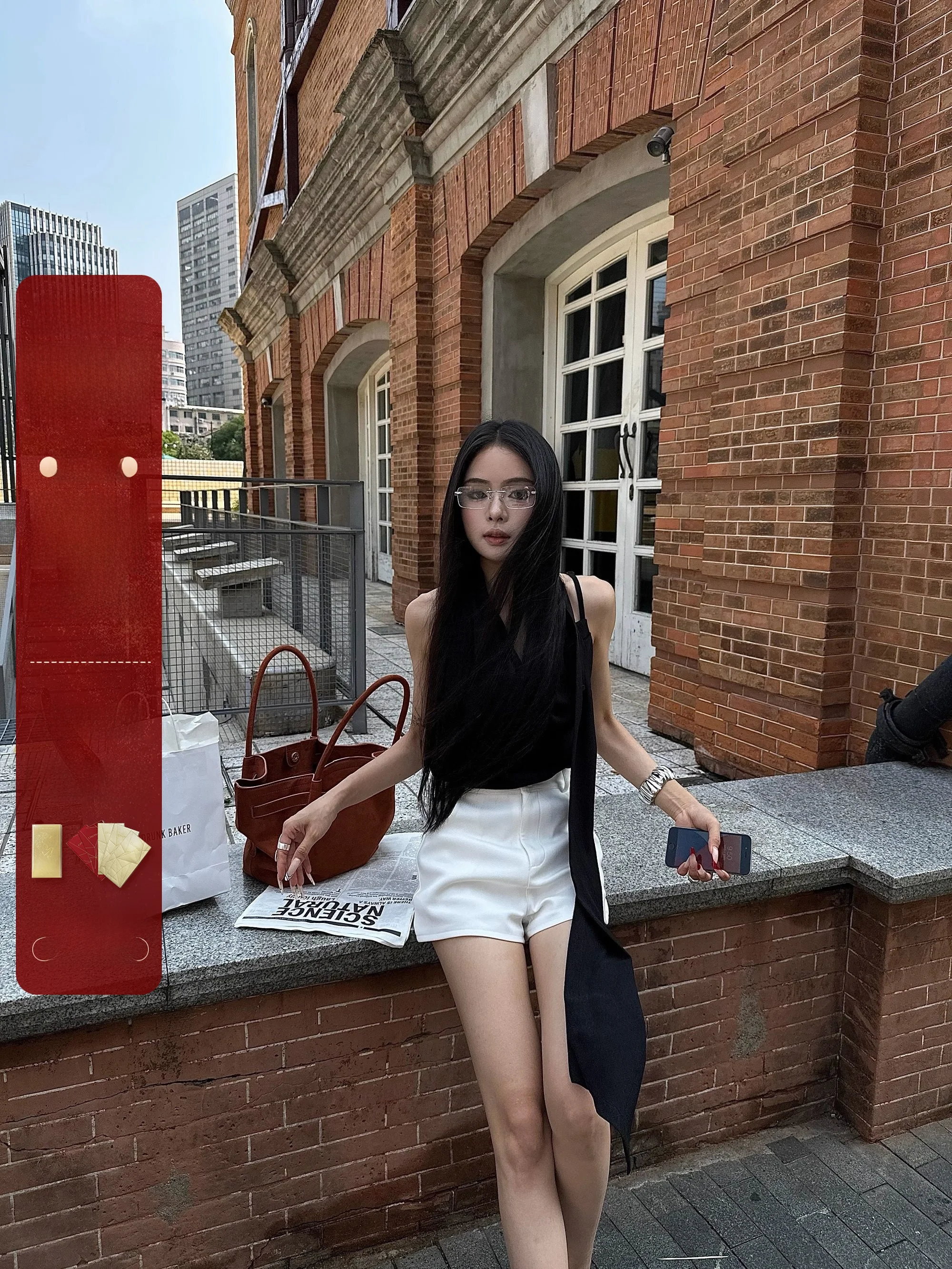 

Белые шорты с высокой талией для женщин: универсальные, модные, повседневные, на молнии, с широкими штанинами, для лета