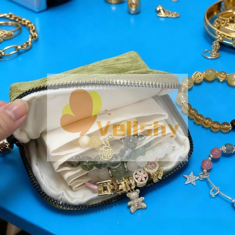 

5-Layer Jewelry Storage Bag Velvet Jewelry Pouch Bags For Watch Bracelet Rings Earrings Portable Travel Jewelry Case