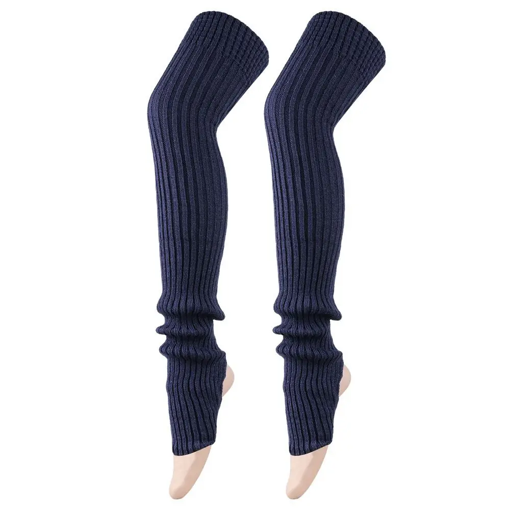 الإناث Legwear 80 سنتيمتر تدفئة الساق بلون محبوك الجوارب فضفاضة مادة الصوف الشتاء الدفء التمهيد الجوارب النساء الفتيات #1