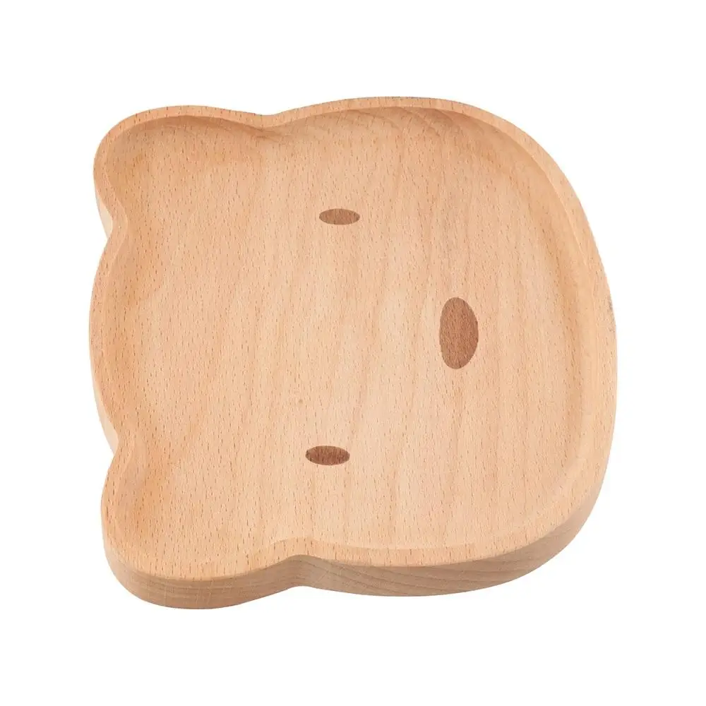 

Multipurpose Solid Wood Cartoon Dinner Tray Cute Animal Pattern Children's Rice Plate Odorless Wood Food Dishes Fruit