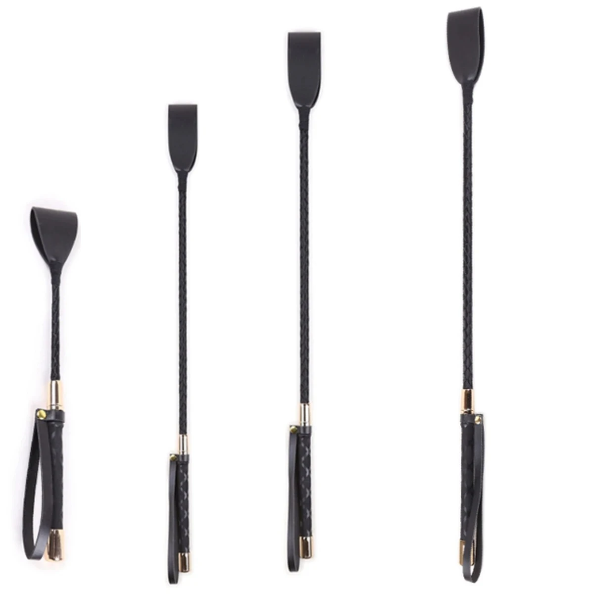 30-45CM Black PU Leather Spanking Paddle Long Whip Flirting BDSM Flogger Sex Toys For Woman G Spot Sex Shop