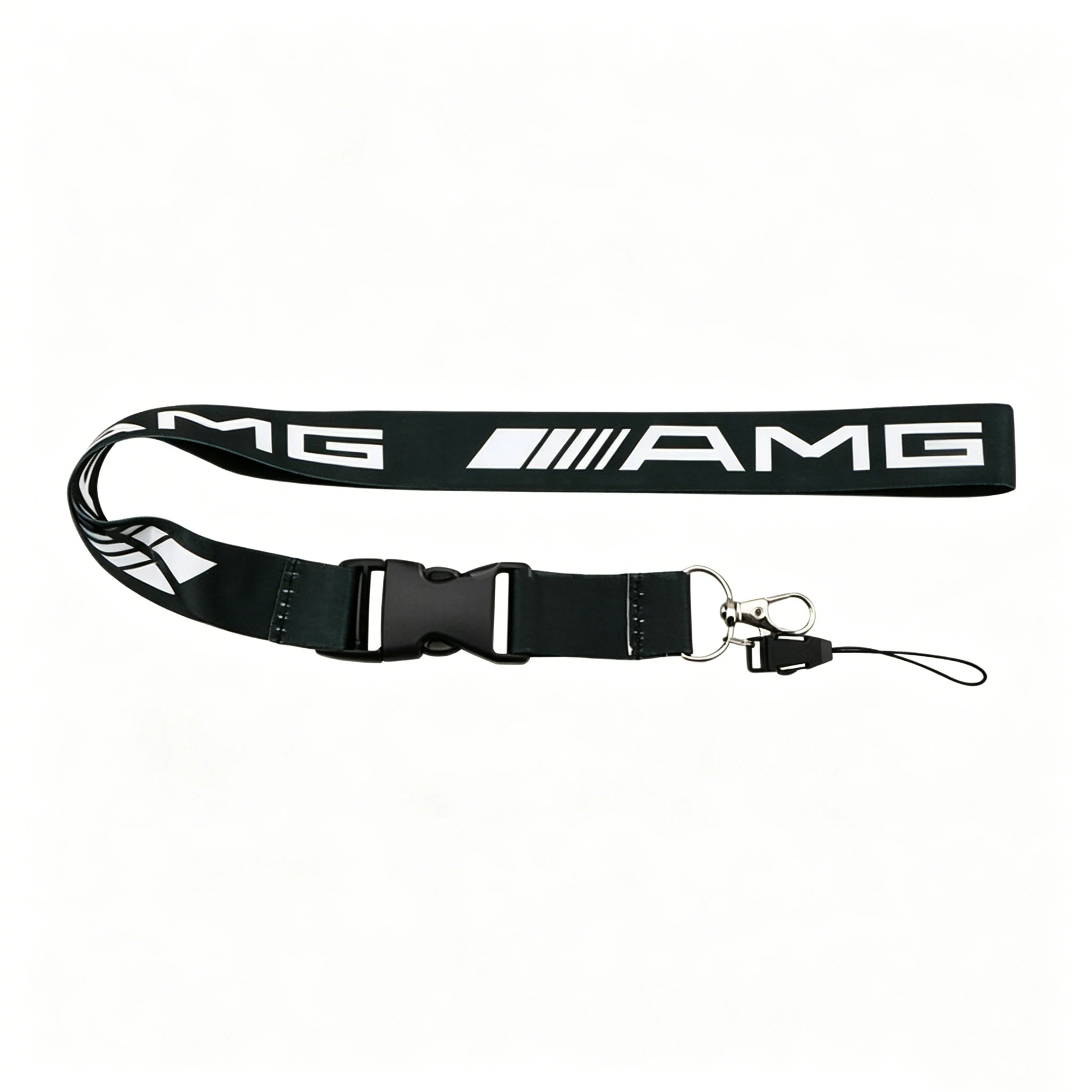 

Lanyard Nylon Printing Emblem Style Black White Keychain Phone Strap For Mercedes Benz AMG W124 W202 W203 W204 W210 W211 W212