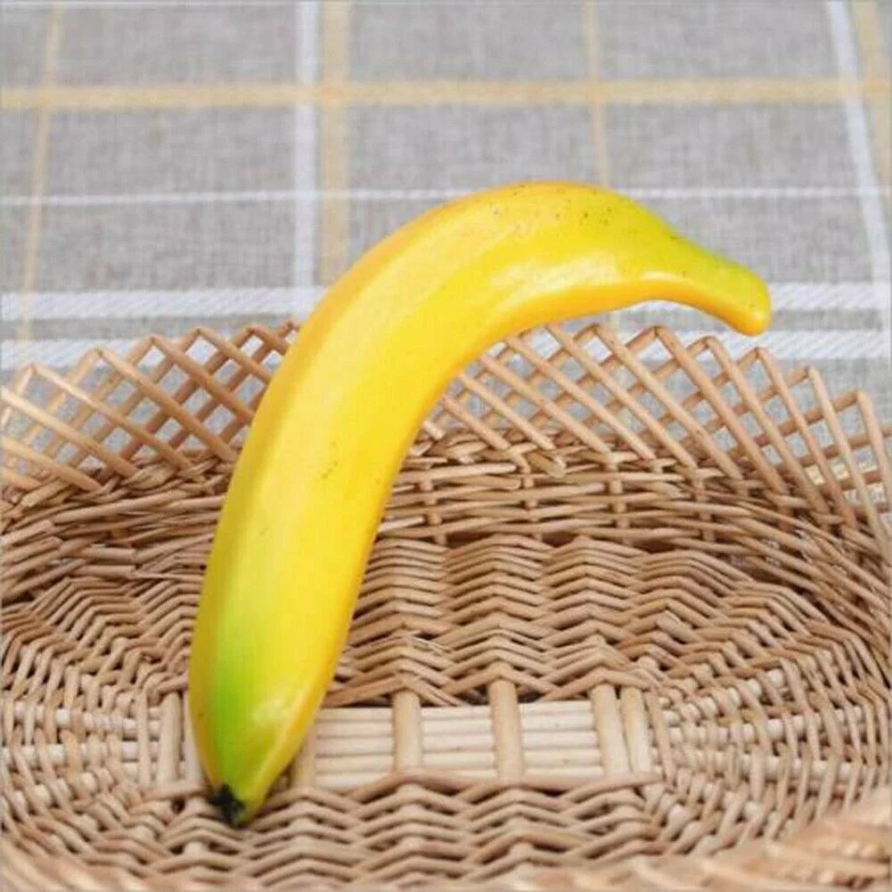 2 Pcs 20cm Artificial Bananas Decorative Plastic Fake Fruit Realistic Display Simulated Banana For Wedding Christmas Tree Decor